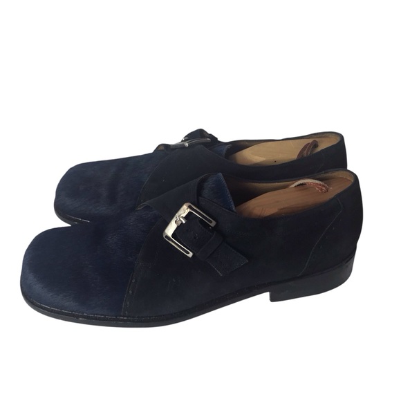 Belvedere Florence Other - Belvedere Florence 9.5 M Suede & Calf Hair Monk Strap Shoes‎ Handmade In Italy